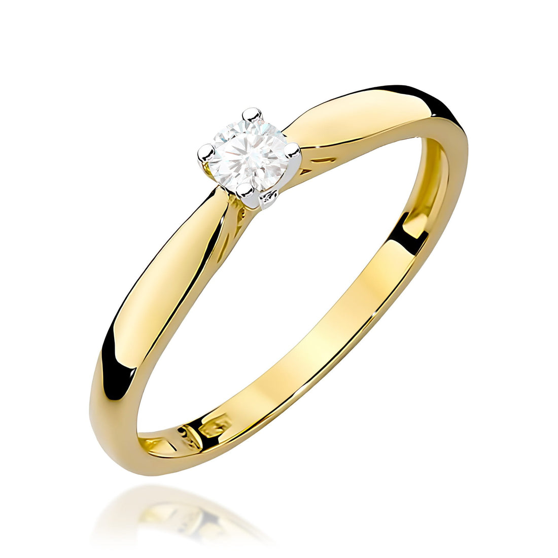 Anillo Solitario Ariadna Oro Amarillo 14K con Diamante Natural 0,10 ct
