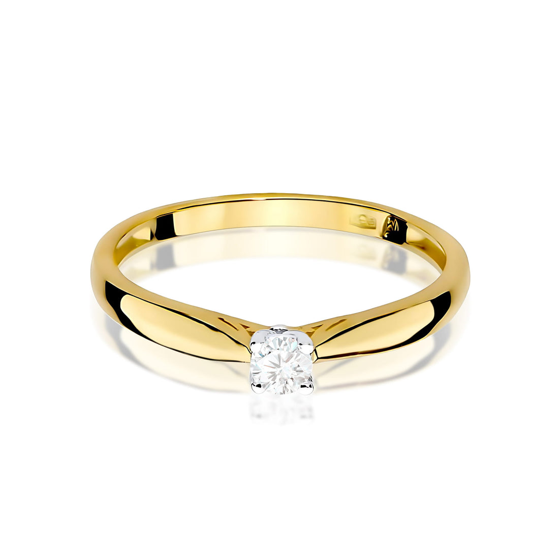 Anillo Solitario Ariadna Oro Amarillo 14K con Diamante Natural 0,10 ct