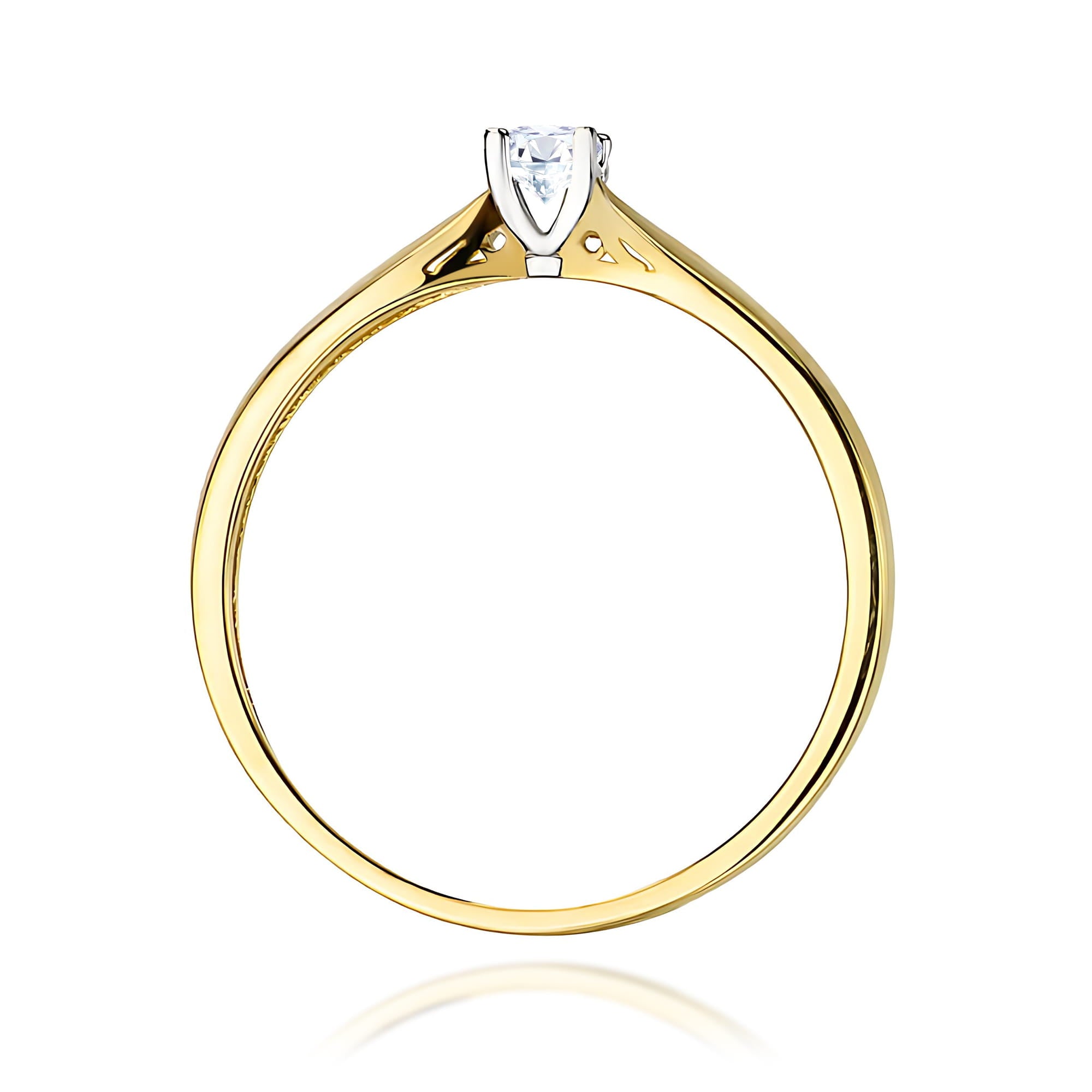 Anillo Solitario Ariadna Oro Amarillo 14K con Diamante Natural 0,10 ct