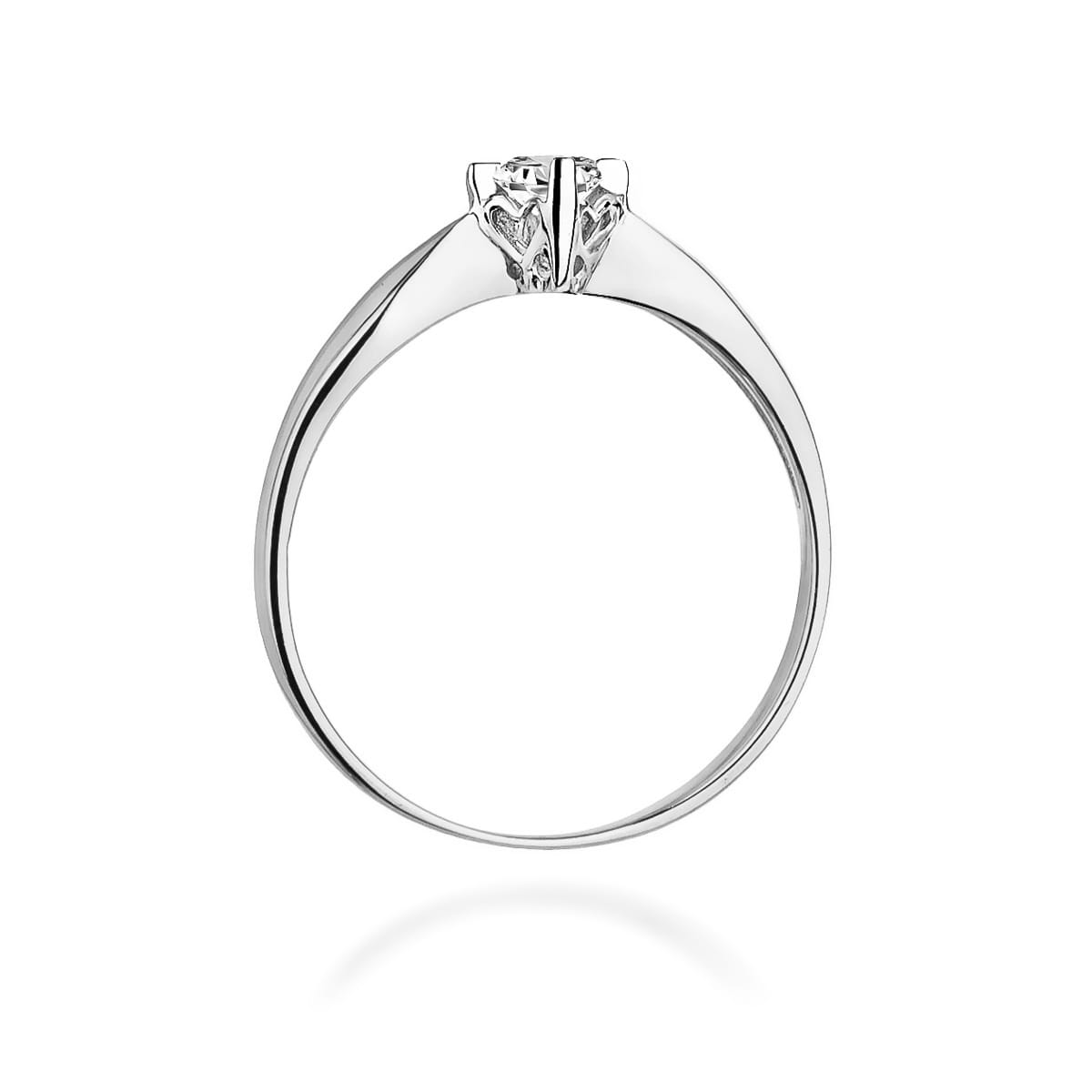 Anillo Solitario Oro Blanco 14K con Diamante Natural 0,12 ct