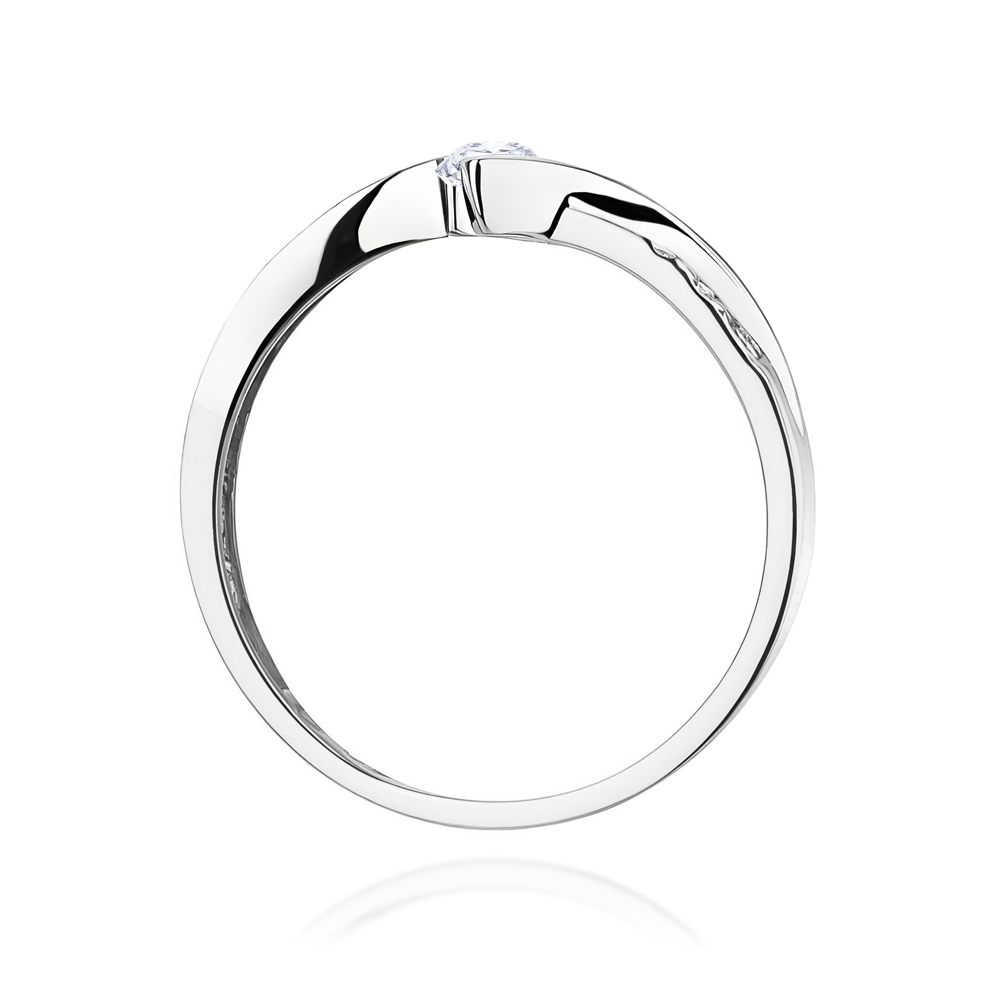 Anillo de Compromiso Oro Blanco 14K con Diamante 0,13 ct