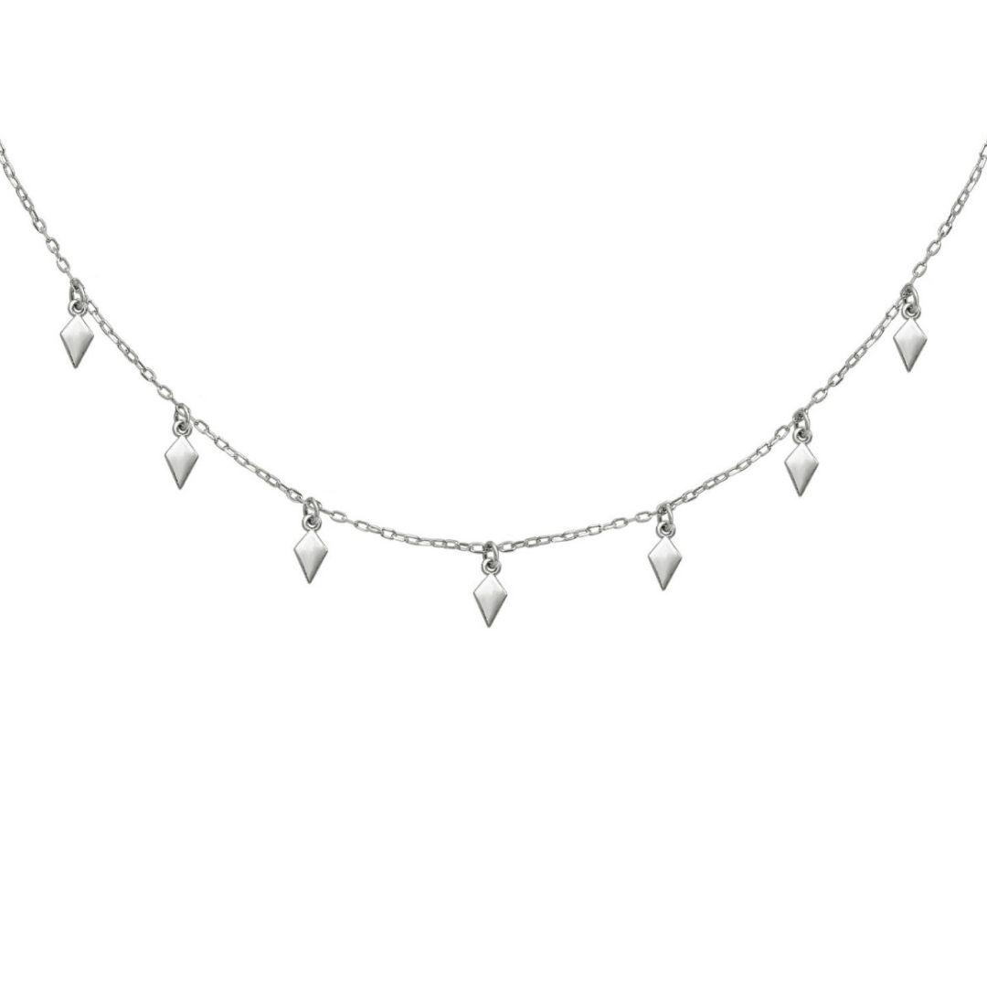 Collar con pequeños colgantes en motivos de rombo de plata