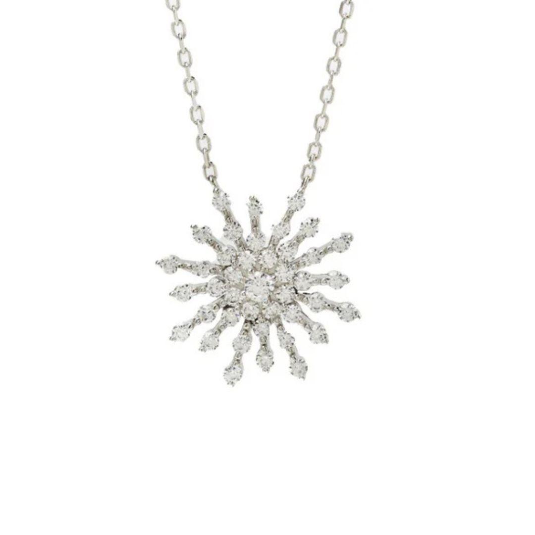 Collar Flor de Plata 925 con Circonitas Blancas para Mujer