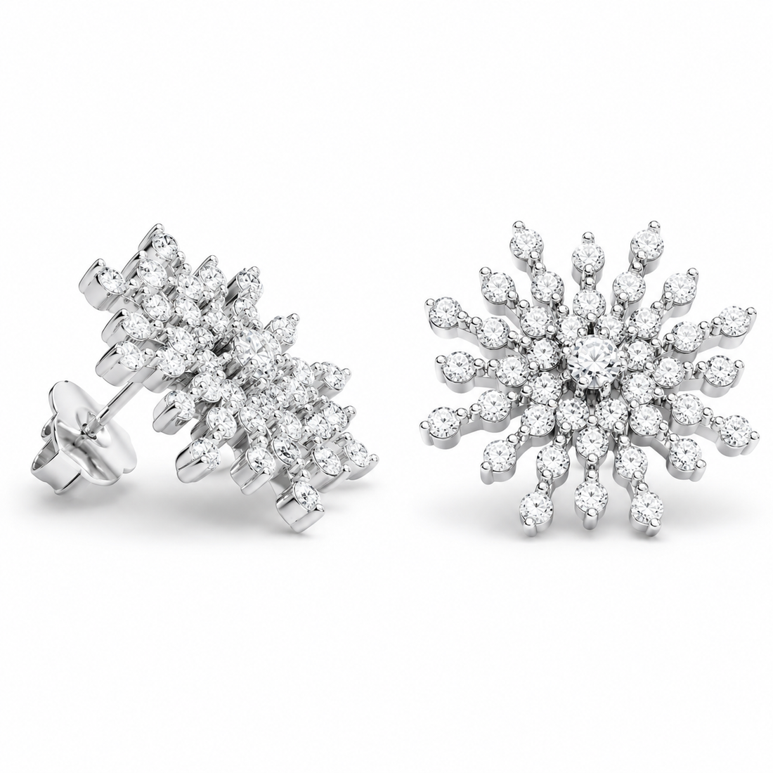 Pendientes Flor Plata 925 con Circonitas Brillantes