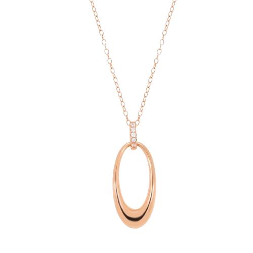 Collar de plata con baño oro rosado con circonitas blancas