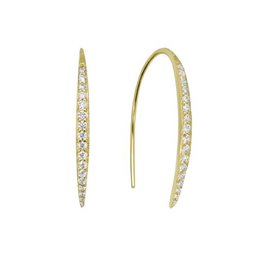 Pendientes de plata semi aro dorados con circonitas blancas