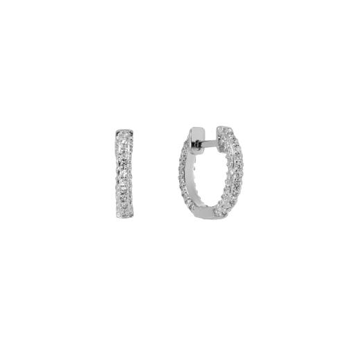 Pendientes de plata aro plateados con circonitas