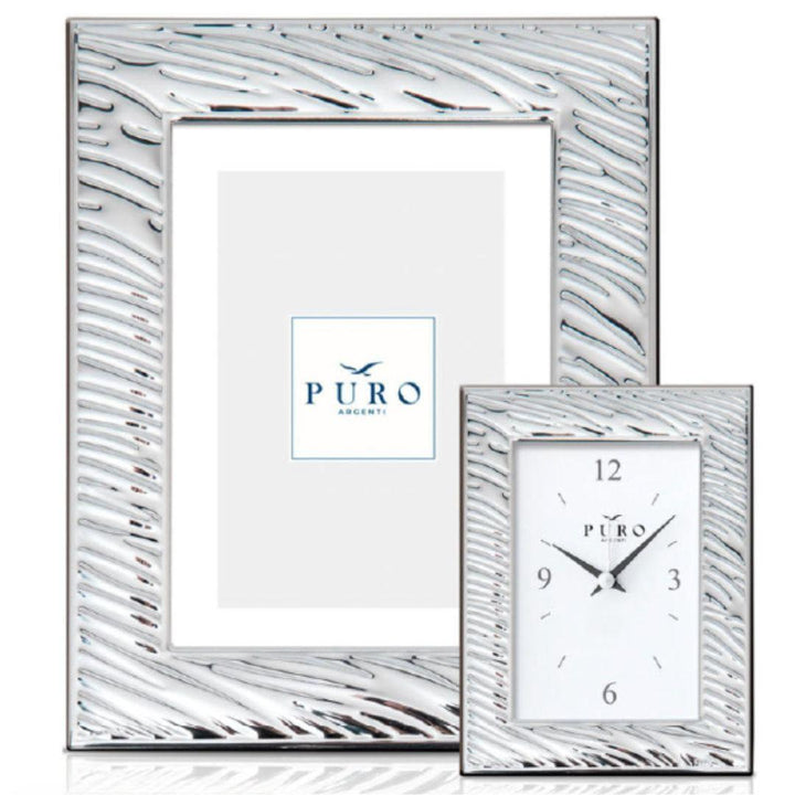 Reloj de Sobremesa en Plata Laminada 1ª Ley - Función Despertador y Base de Madera Oscura, Regalo Elegante