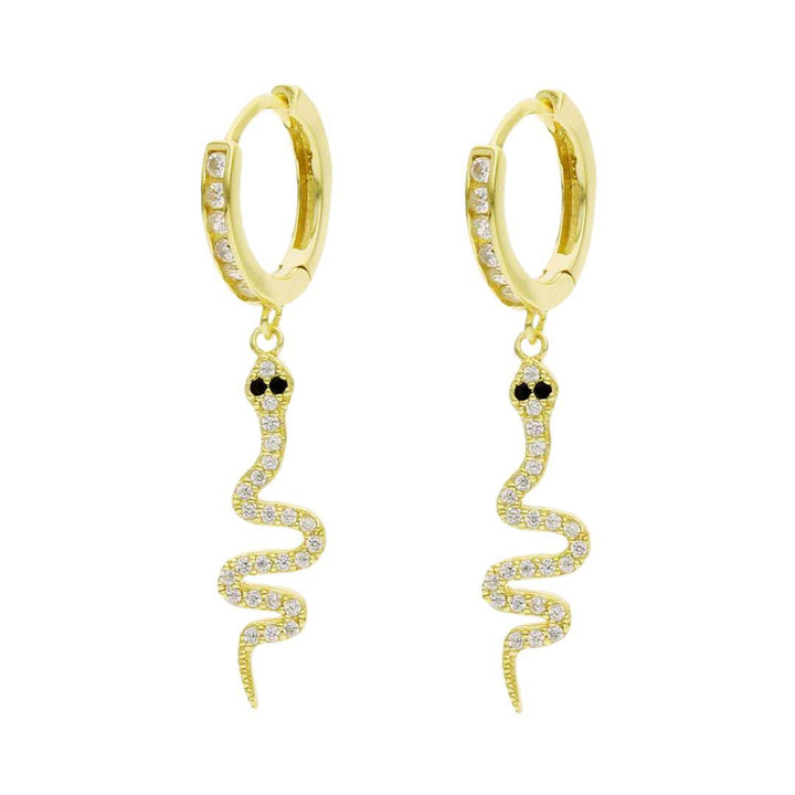 Aros pequeño con colgante SERPIENTE plata bañada en oro