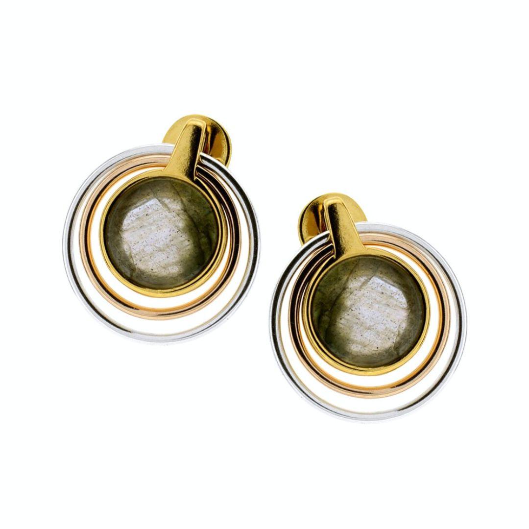 Pendientes en plata bicolor con motivo de labradorita