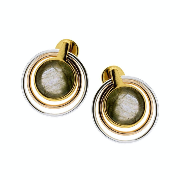 Pendientes en plata bicolor con motivo de labradorita
