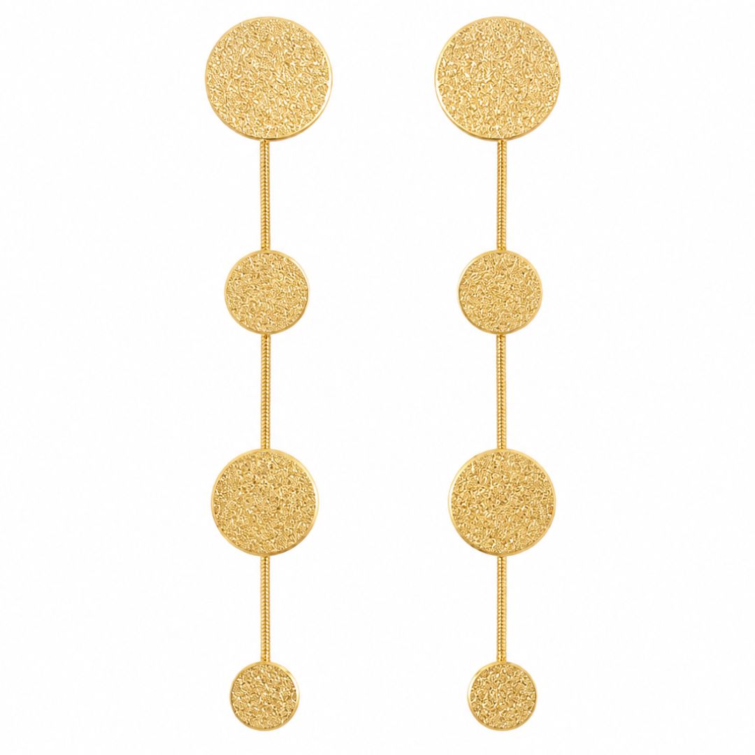 Pendientes de Acero Dorado con Discos Efecto Arena