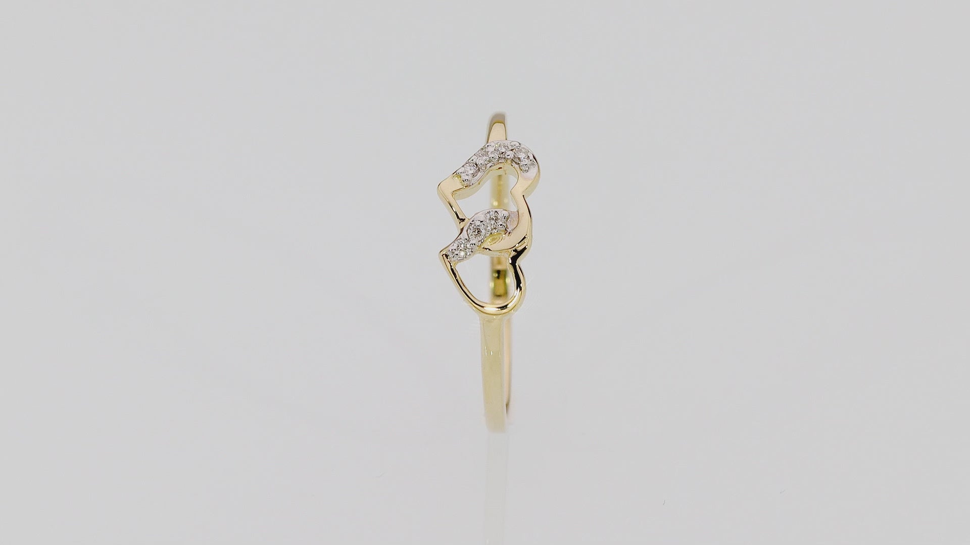 Anillo Amore de Oro 14K con Corazones y Diamantes Naturales