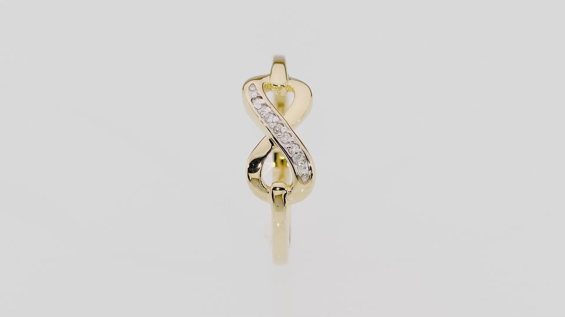 Anillo Eterna de Oro 14K con Infinito, Corazones y Diamantes