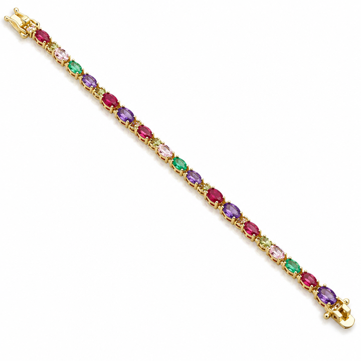 Pulsera elegante con piedras multicolor y cierre lengüeta