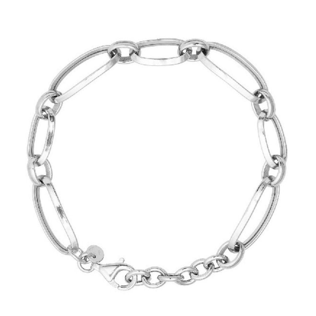Pulsera de plata lisa eslabones para mujer