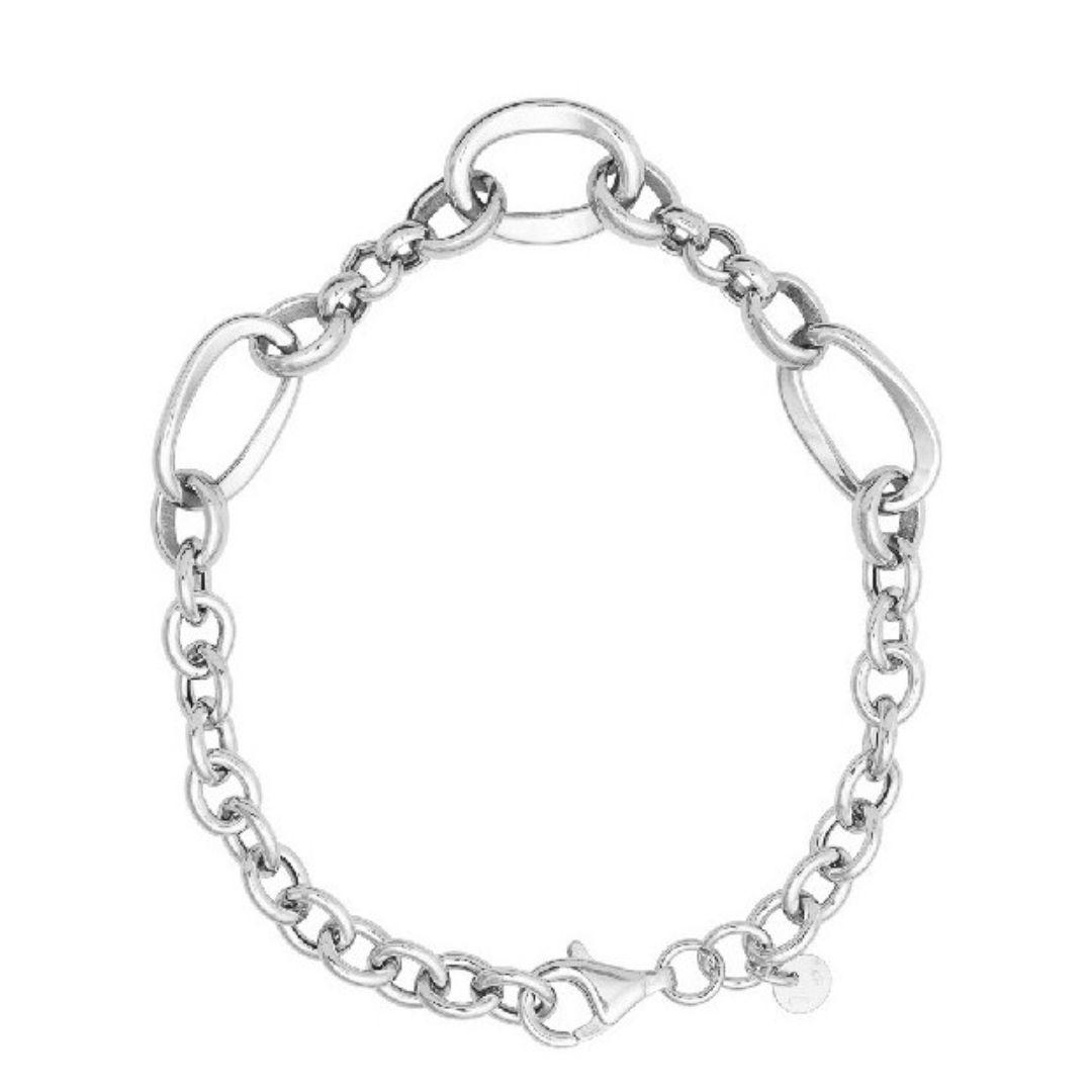 Pulsera de plata lisa tres eslabones grandes