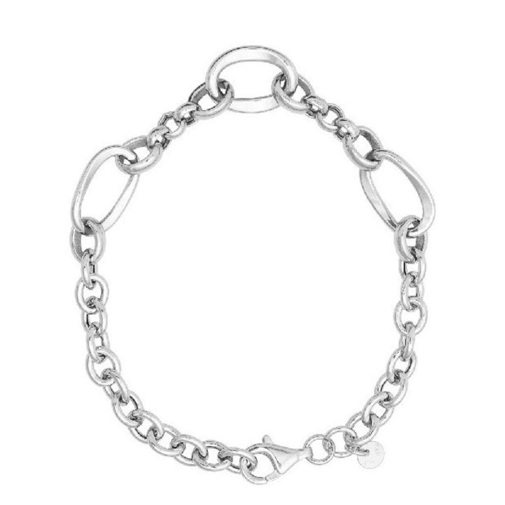 Pulsera de plata lisa tres eslabones grandes