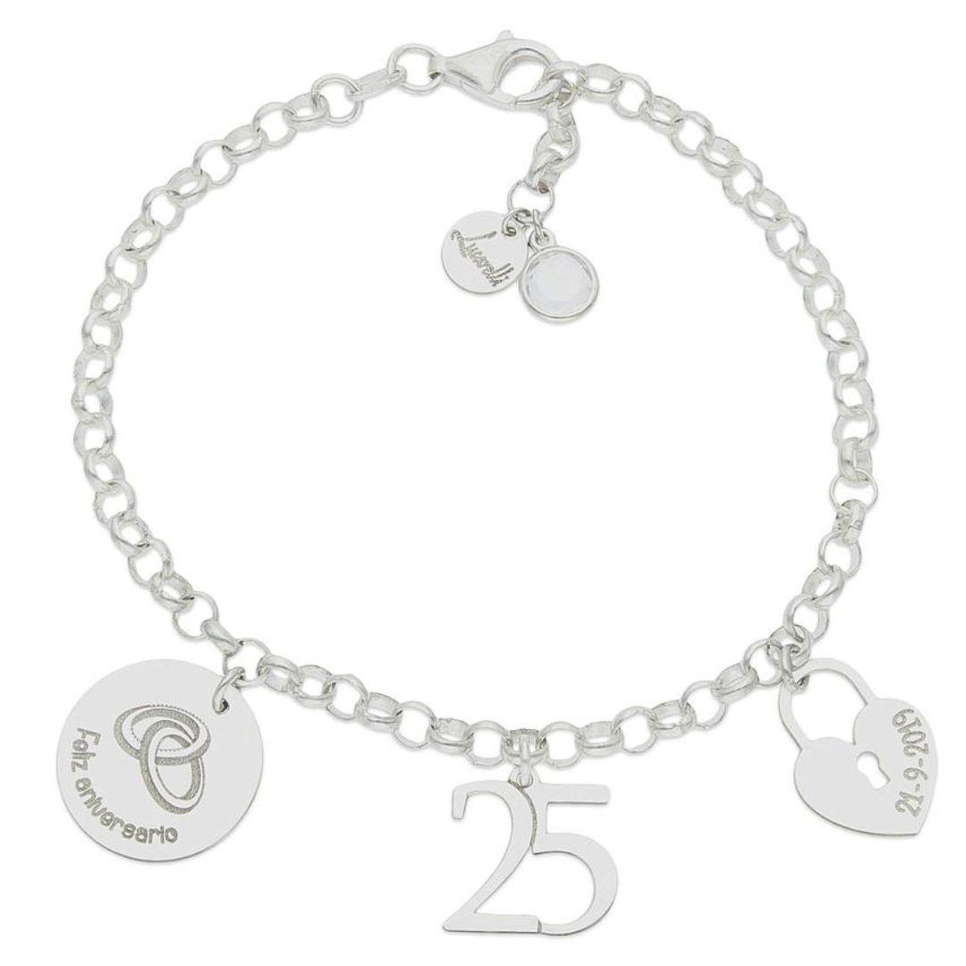 Pulsera de plata personalizada,  MI HISTORIA ANIVERSARIO