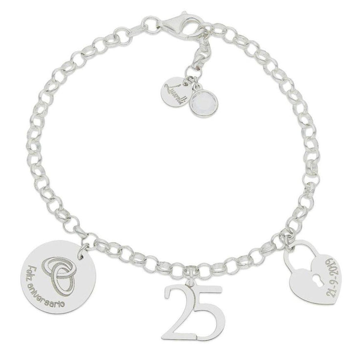 Pulsera de plata personalizada,  MI HISTORIA ANIVERSARIO