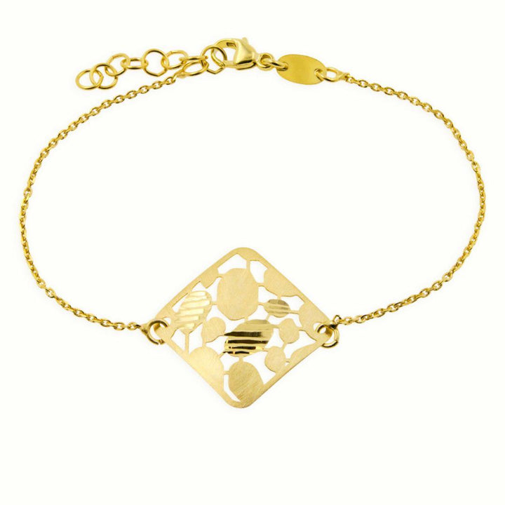 Pulsera en plata bañada en oro motivo rombo
