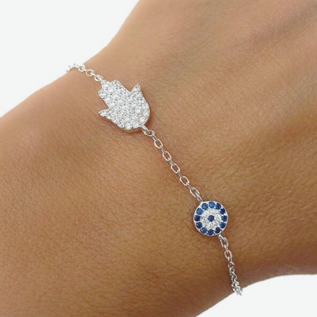 Pulsera Mano de Fátima de plata